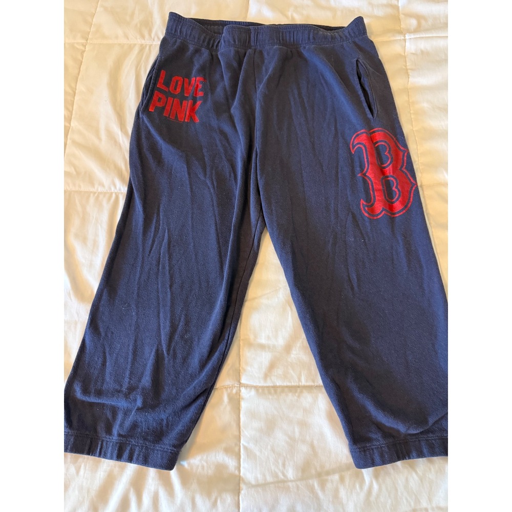 Victoria's Secret PINK Boston Red Sox Navy Blue Cropped Sweatpants Large MLB